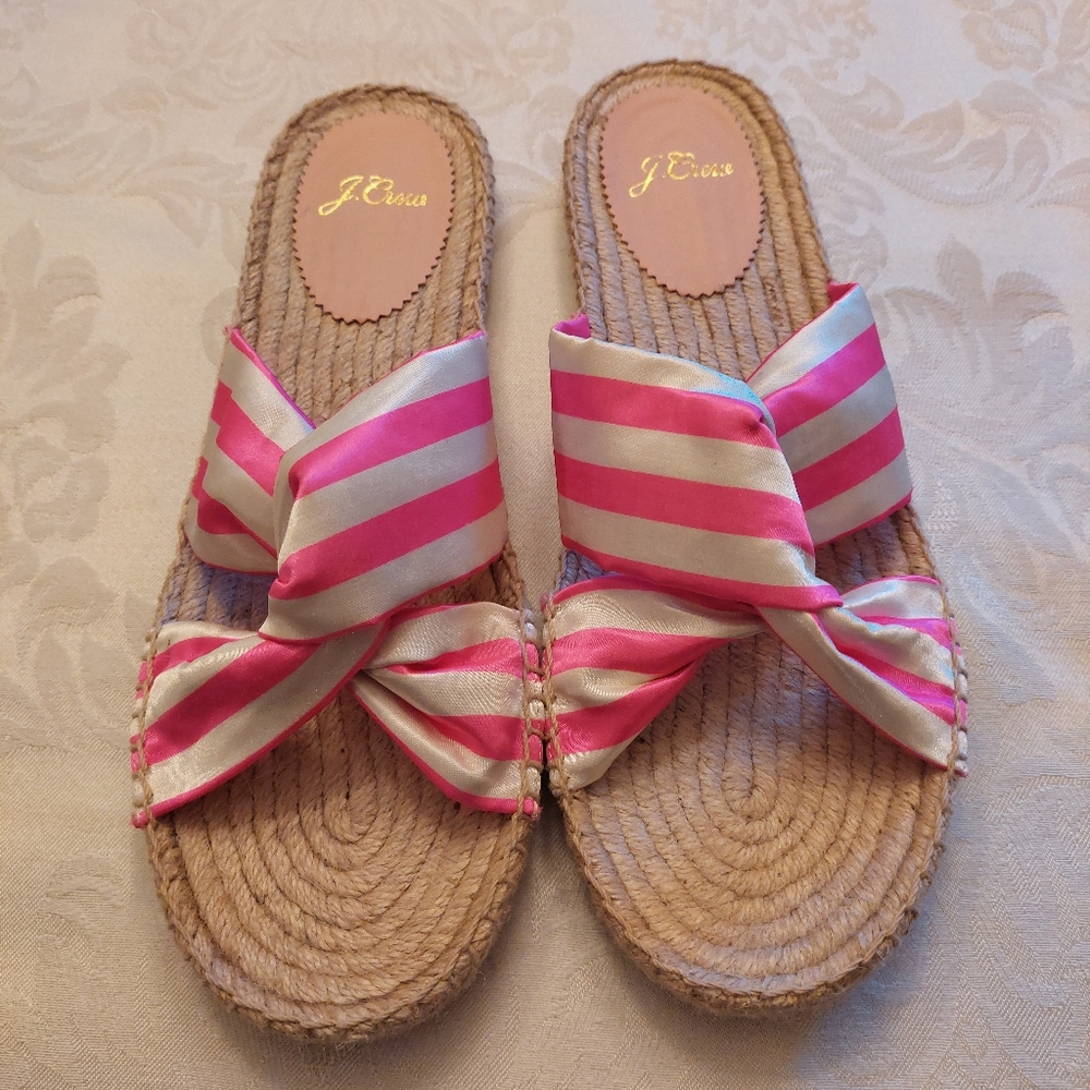 J. Crew slip on pink twisted espadrilles sandles new, size 8.5